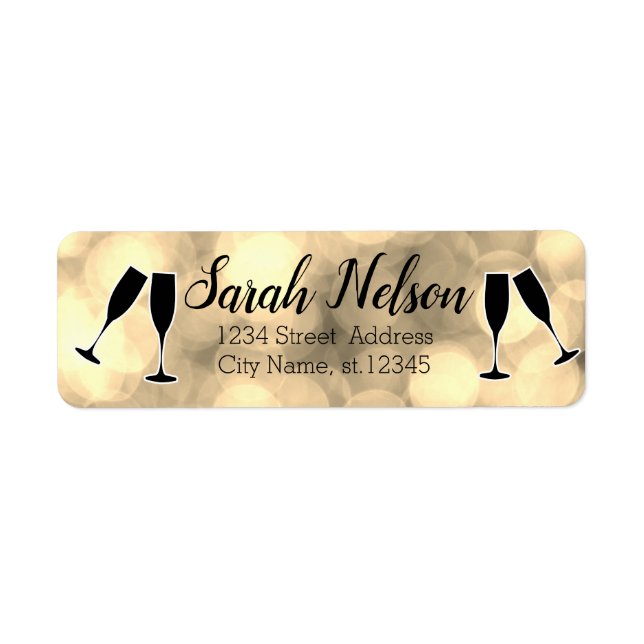 Amazing, Elegant, Sparkly Holiday Wine Glass Label (Front)
