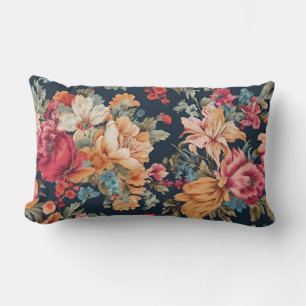 Amazing Exquisite Red Pink Yellow Blue Flowers Lumbar Pillow