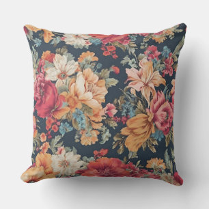 Amazing Exquisite Red Pink Yellow Blue Flowers Outdoor Pillow