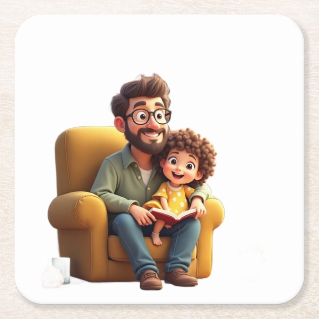 Amazing father day  square paper coaster (Front)