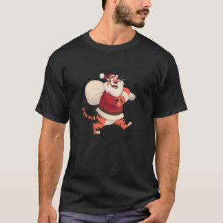 Amazing Festive Tiger Graphic for Santa Claus Love T-Shirt