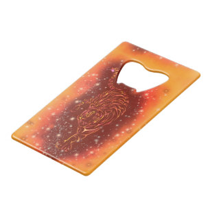 Amazing Fire Tiger Running At Galaxy Starry Night Credit Card Bottle Opener