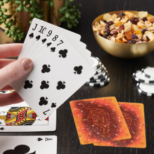 Amazing Fire Tiger Running At Galaxy Starry Night  Playing Cards