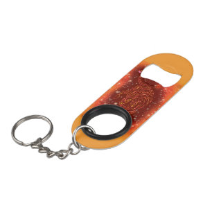 Amazing Fire Tiger Running In Galaxy Starry Night Keychain Bottle Opener