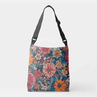 Amazing Flowers and Lush Leaves. Vintage Crossbody Bag