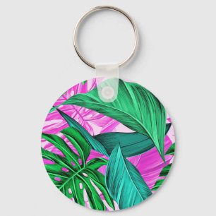 Amazing fluorescent tropical palm leaves keychain