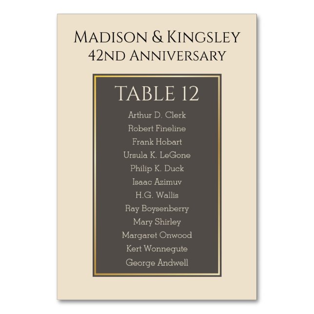 Amazing Generic Event Colourful Fab Table Number (Front)