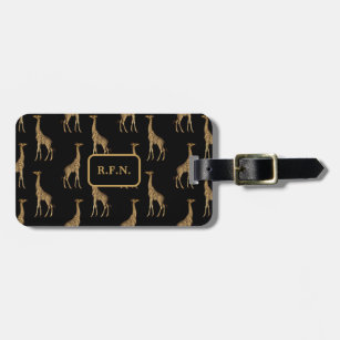 Amazing Giraffes Black and Brown Luggage Tag
