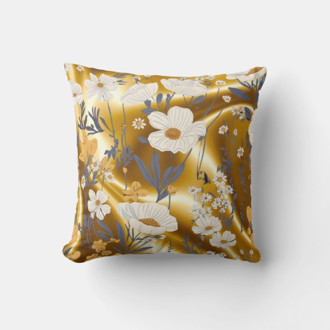Amazing gold floral pillow for your home! (Front)