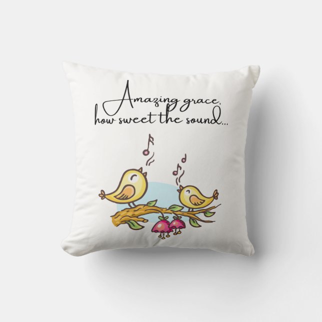 Amazing Grace Birdsong Throw Pillow (Front)