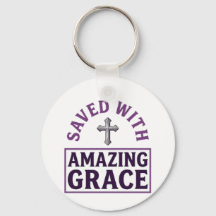Amazing Grace Christian Cross Vintage Keychain