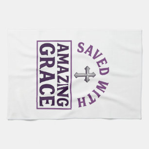Amazing Grace Christian Cross Vintage Kitchen Towel