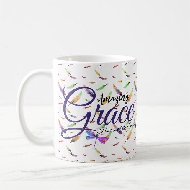 Amazing Grace Colourful feathers   Coffee Mug (Left)