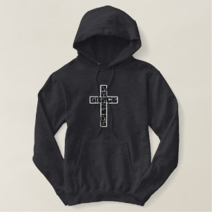 Amazing Grace Cross Embroidered Hoodie