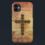 Amazing Grace Cross on Aged Vintage Sheet Musical iPhone 11 Case<br><div class="desc">Warm worn and aged antique musical score with Christian cross that spells out Amazing Grace in acrostic style typeset lettering.  Traditional hymn of faith reminding us of God's love,  grace,  faithfulness and mercy. Religious phone and electronics accessories.</div>