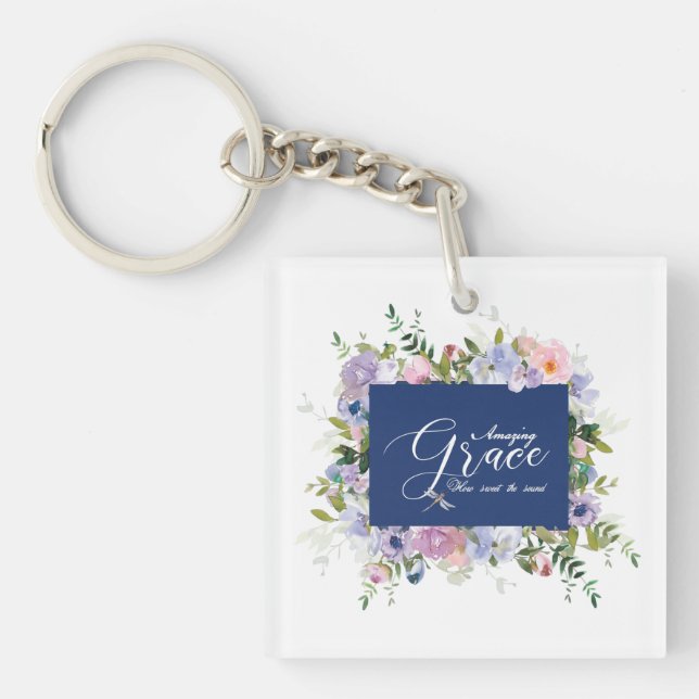 Amazing grace floral   keychain (Front)