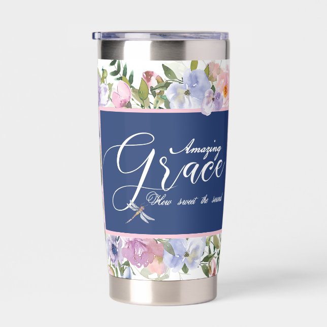Amazing grace floral  personalied insulated tumbler (Right)