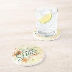 Amazing Grace Flowers and dragonfly  Coaster