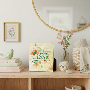 Amazing Grace Flowers and dragonfly  Plaque