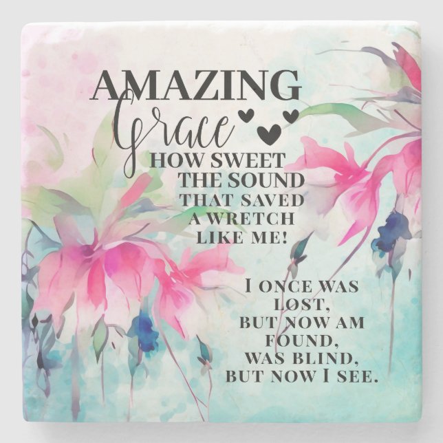 Amazing Grace How Sweet the Sound Christian Hymn  Stone Coaster (Front)