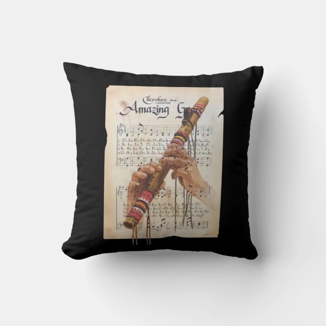 Amazing Grace in the Cherokee Language Throw Pillow (Front)