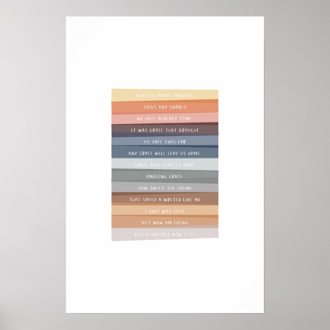 Amazing Grace Lyric Color Art Print for Kids (Front)