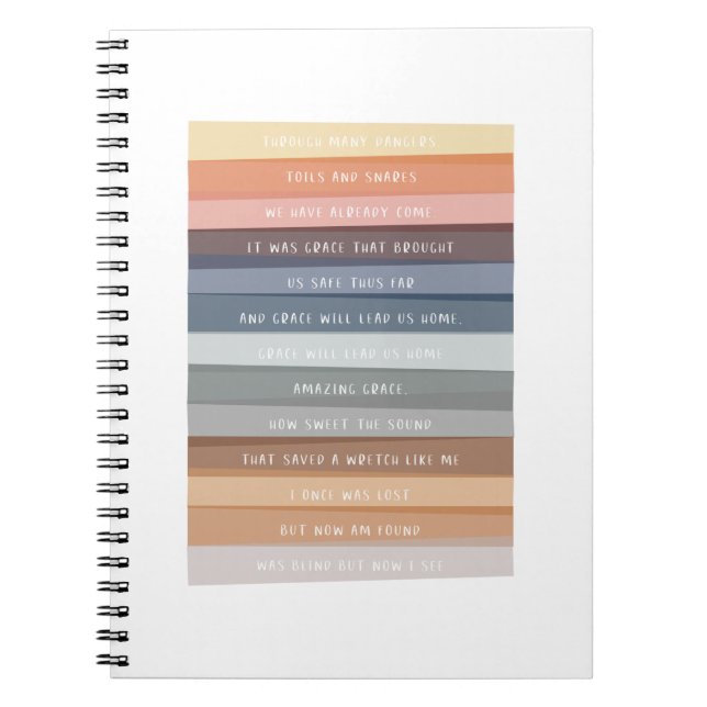 Amazing Grace Lyric Colorful Stripes Notebook (Front)