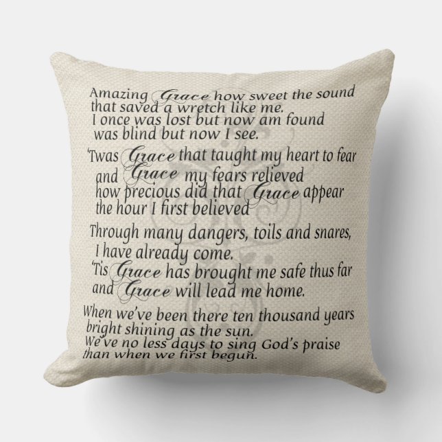 Amazing Grace Lyric Pillow (Front)