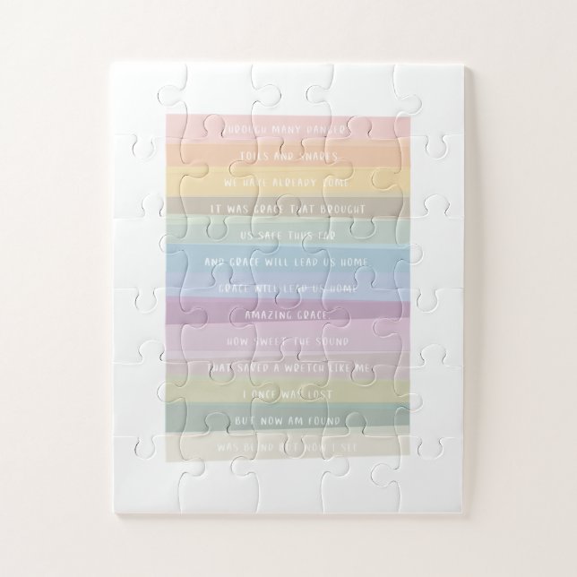 Amazing Grace Lyric Rainbow Colorful Art Jigsaw Puzzle (Vertical)