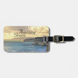Amazing Grace Ocean Sunset and Coastline, Custom Luggage Tag