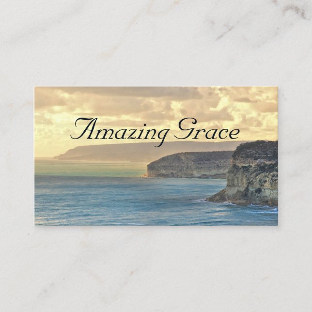 Amazing Grace Ocean View Sunset, Business Card (Front)