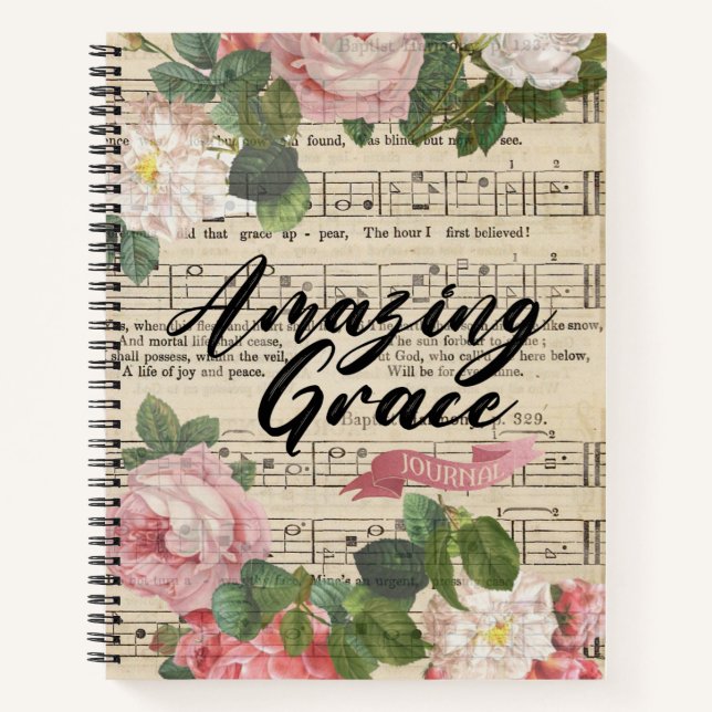 Amazing Grace - Original Music Sheet  Notebook (Front)