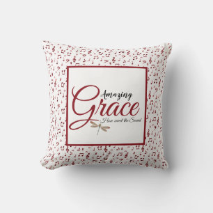 Amazing Grace Red music Throw Pillow