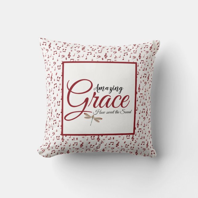 Amazing Grace Red music Throw Pillow (Front)