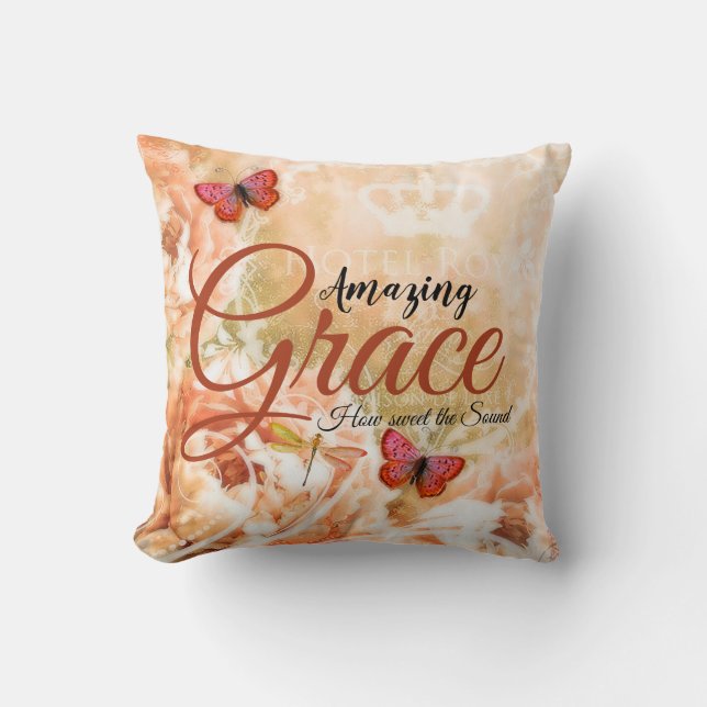 Amazing Grace Soft peach floral  Throw Pillow (Front)
