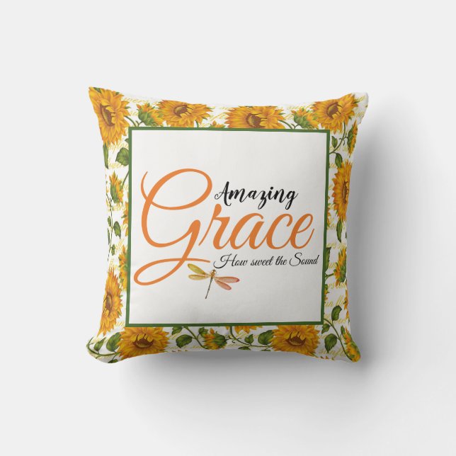 Amazing Grace Sunflowers  Throw Pillow (Front)