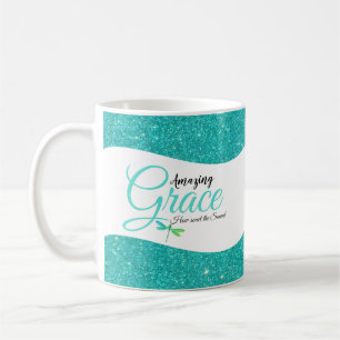 Amazing Grace Teal glitter Coffee Mug