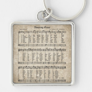 Amazing Grace Vintage Hymn Sheet Music Keychain