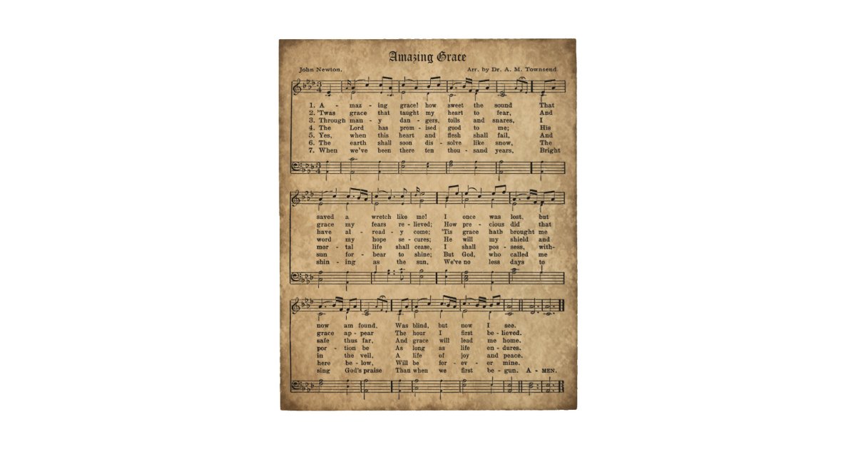 Amazing Grace Vintage Hymn Sheet Music Wood Sign Zazzle Ca