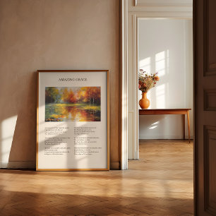 Amazing Grace Vintage Minimal Hymn Wall Art 