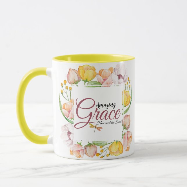 Amazing grace watercolor floral   mug (Left)