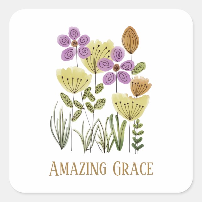 Amazing Grace Wildflowers Square Sticker (Front)