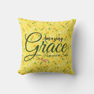 Amazing Grace Yellow spring floral Throw Pillow