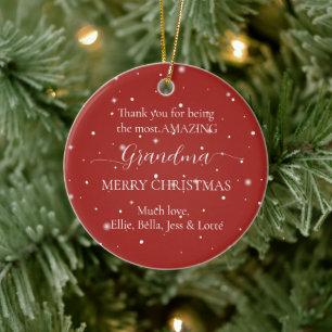 Amazing Grandma Christmas Photo Grandchildren  Ceramic Ornament