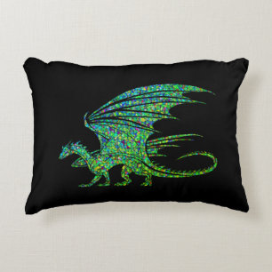 Amazing Green Dragon Mosaic  Accent Pillow
