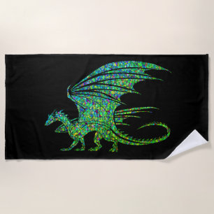 Amazing Green Dragon Mosaic Beach Towel