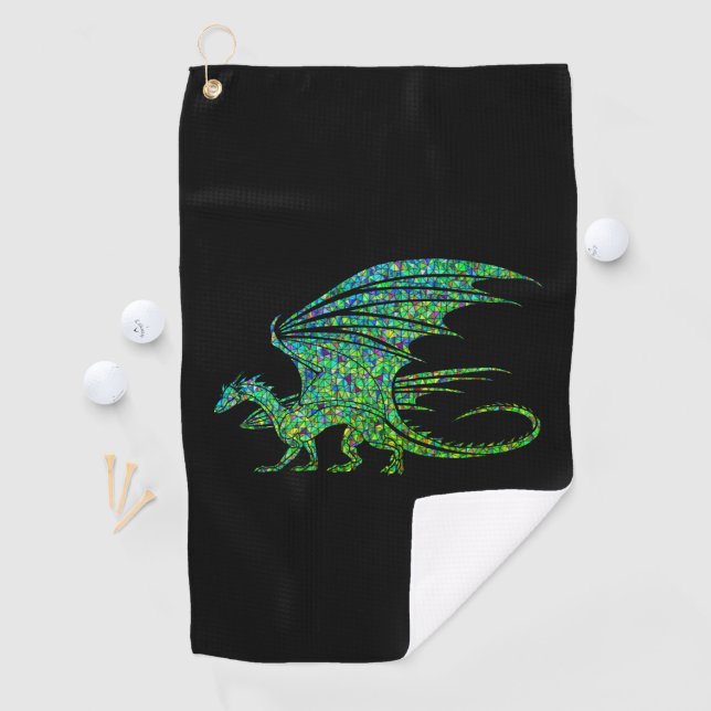 Amazing Green Dragon Mosaic  Golf Towel (InSitu)