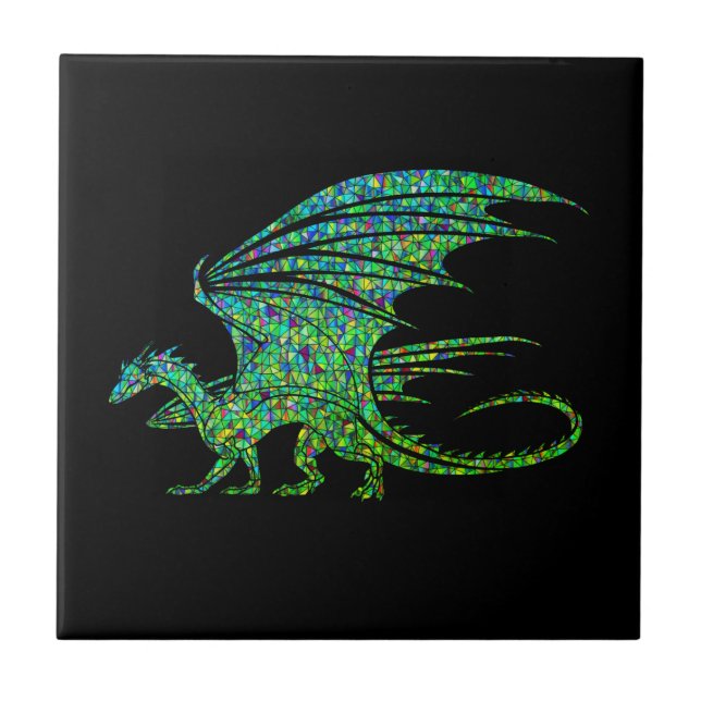Amazing Green Dragon Mosaic  Tile (Front)