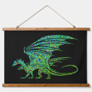Amazing Green Mosaic Dragon Hanging Tapestry