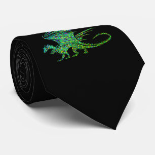 Amazing Green Mosaic Dragon Tie